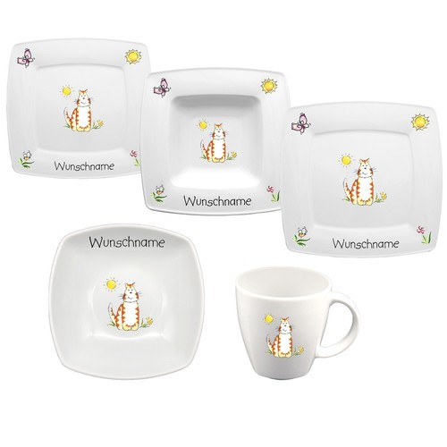 Kindergeschirr katze porzellan - katze,
