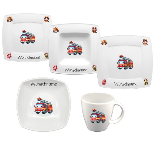 Kindergeschirr kids feuerwehr - kindergeschirr,